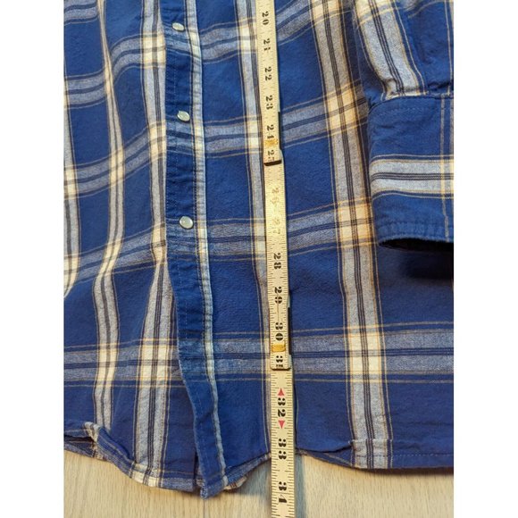 Ely Cattleman Blue White Plaid Pearl Snap shirt Tall Man 2XLT Long Sleeve - Picture 6 of 6